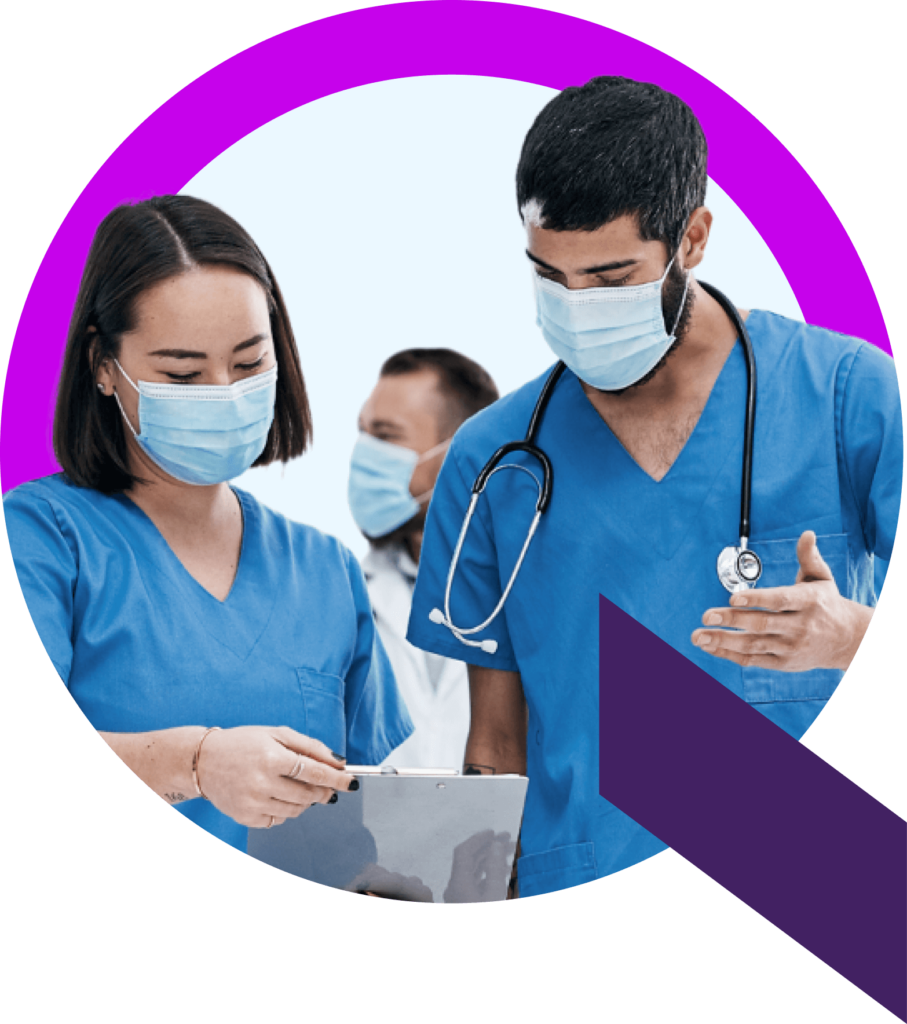 A group of hospital healthcare professionals using Qventus solutions to accelerate patients’ discharge