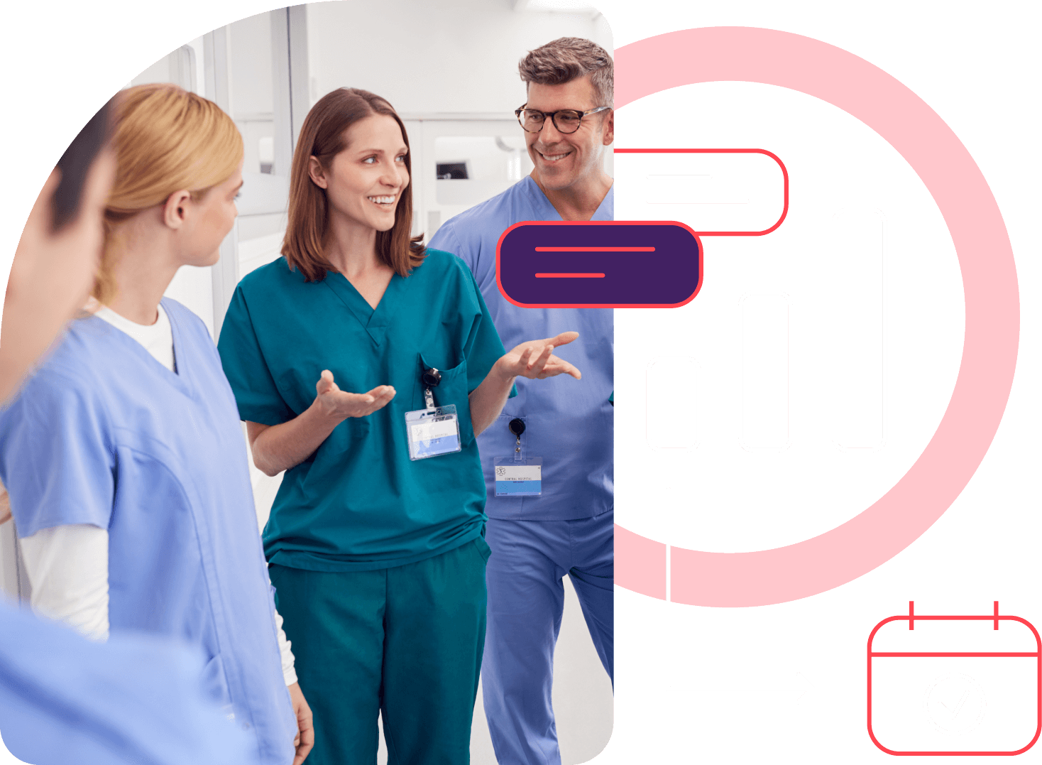 Surgical services professionals planning upcoming procedures with the Qventus perioperative solution